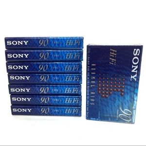 Lot Of 8 Sony Hi Fi 90 Minute Blank Cassette Tapes Type 1 Normal Bias NEW Sealed